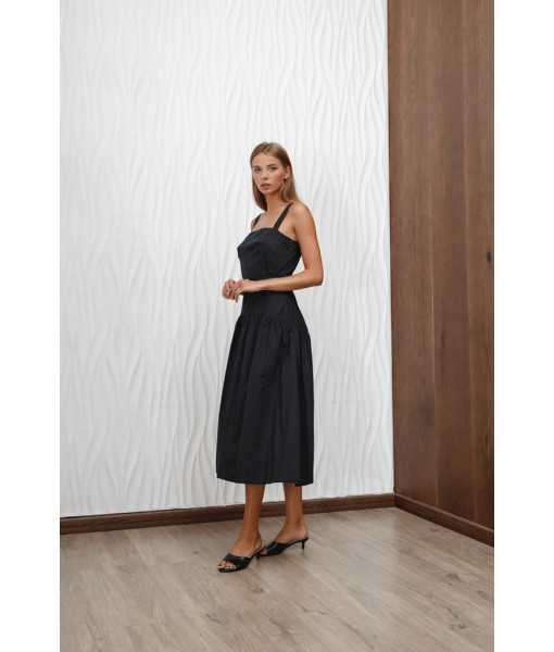 Long summer sundress (turquoise, black)
