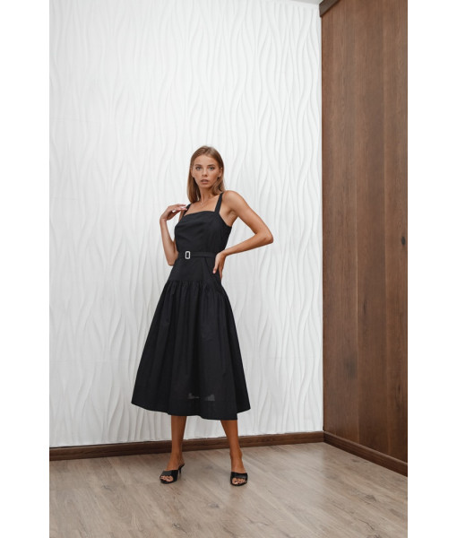 Long summer sundress (turquoise, black)