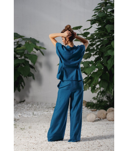 Summer blouse with snaps (blue)