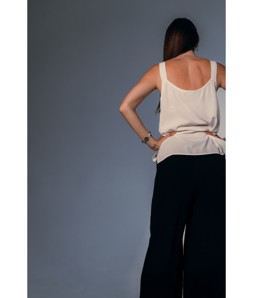 Classic crepe silk T-shirt (ivory, black)