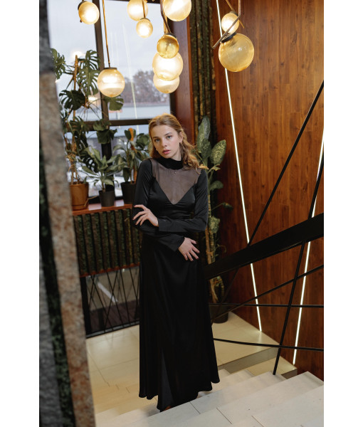 silk dress with mesh