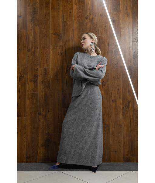 Knitted sweater suit (gray)