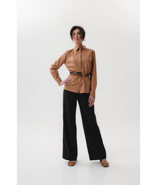 Stylish cotton shirt (cappuccino,white)