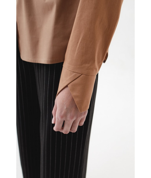 Stylish cotton shirt (cappuccino,white)