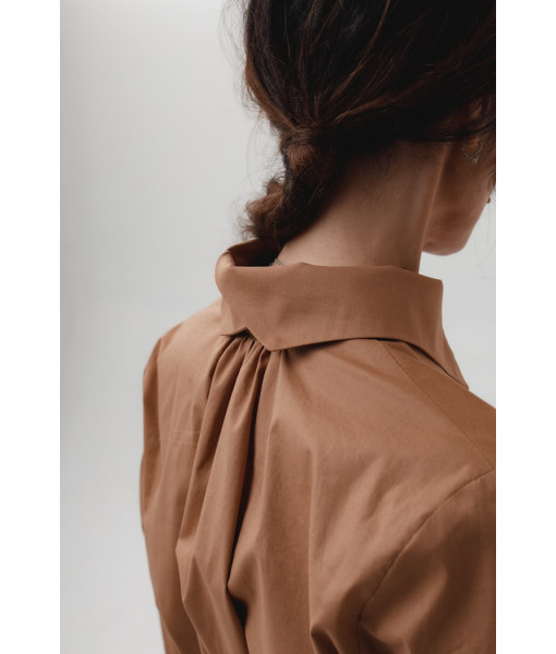 Stylish cotton shirt (cappuccino,white)