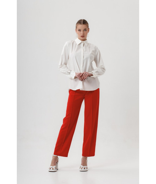 Stylish cotton shirt (cappuccino,white)