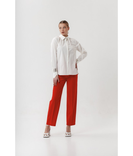 Stylish cotton shirt (cappuccino,white)