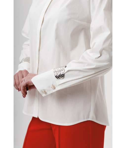 Stylish cotton shirt (cappuccino,white)