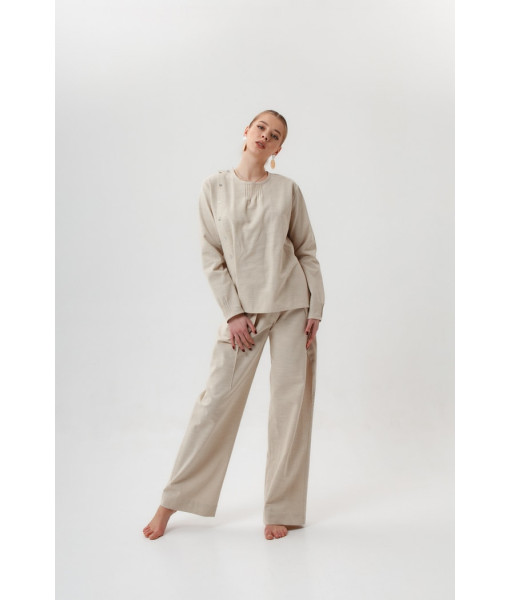 Designer linen suit (beige, cappuccino)