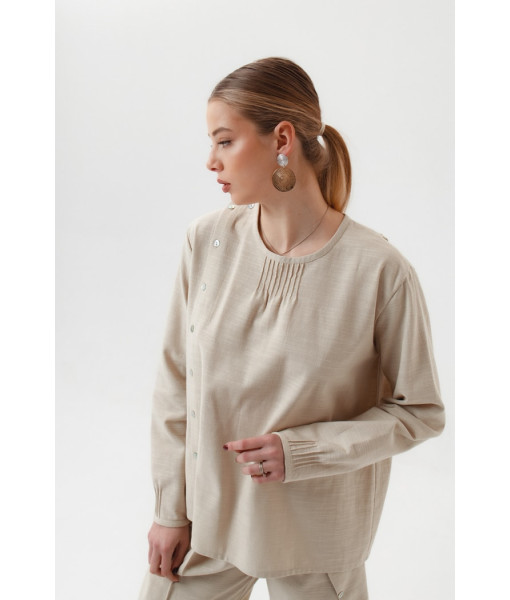 Designer linen suit (beige, cappuccino)