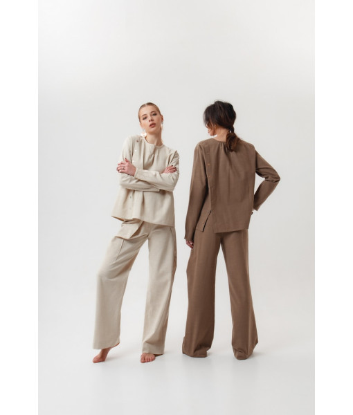 Designer linen suit (beige, cappuccino)