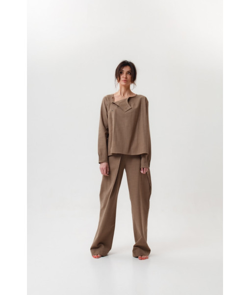Designer linen suit (beige, cappuccino)