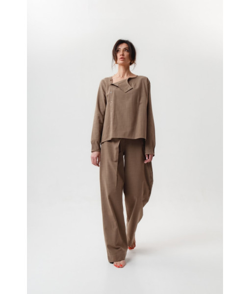 Designer linen suit (beige, cappuccino)
