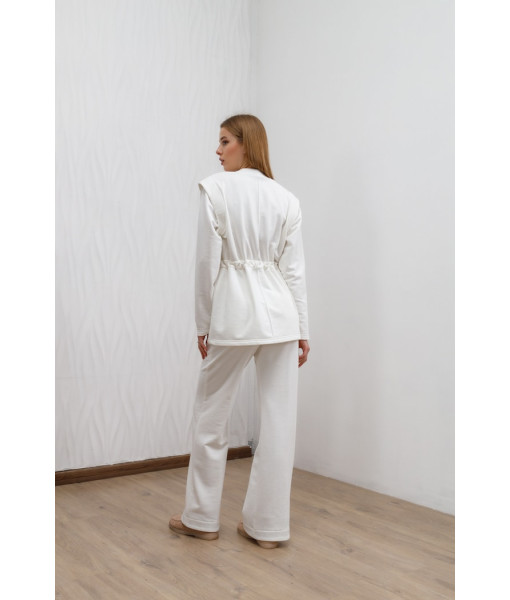 Knitted suit, palazzo pants and sweatshirt (white, black)