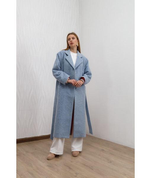 Long demi-season coat, light blue