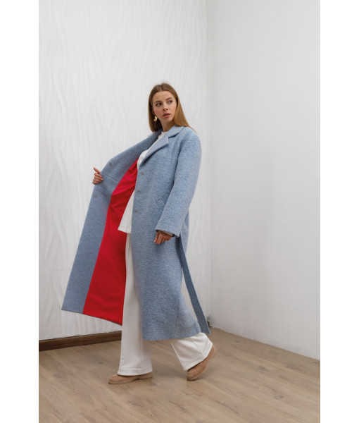 Long demi-season coat, light blue