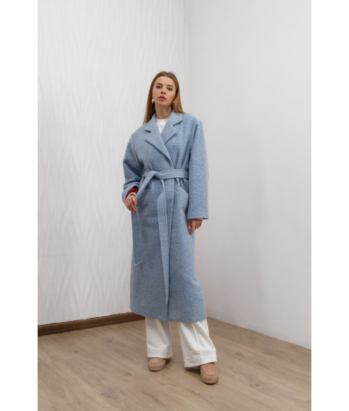Long demi-season coat, light blue