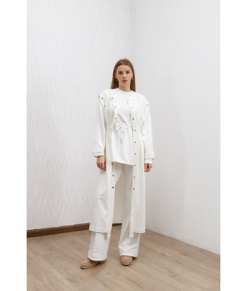 Long cardigan with buttons (white)