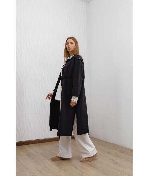 Long cardigan with buttons (black)
