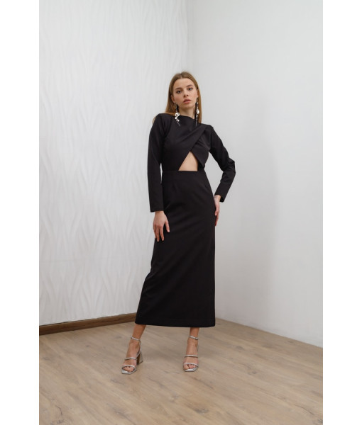 Evening dress with a neckline (black)