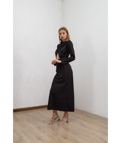 Evening dress with a neckline (black)