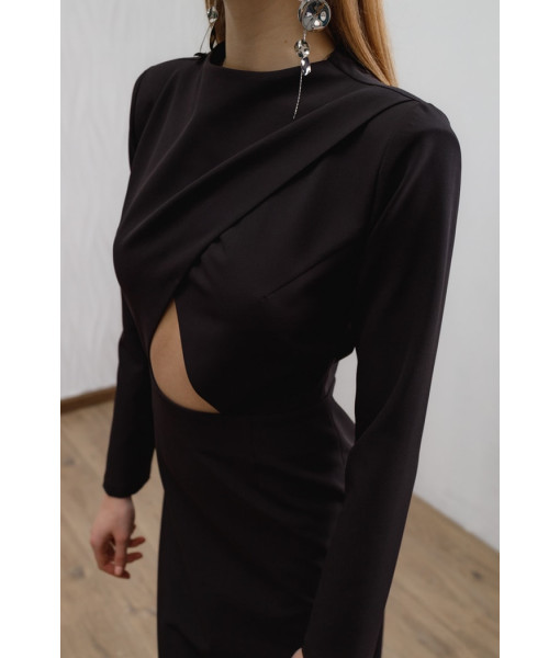 Evening dress with a neckline (black)