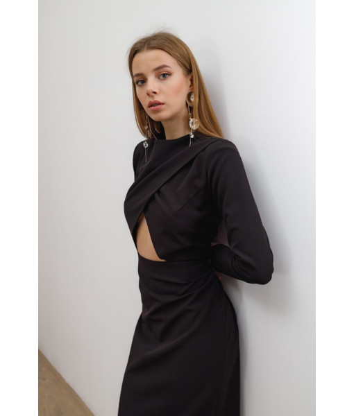Evening dress with a neckline (black)