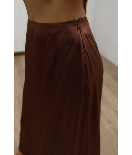 Silk straight skirt (blue, beige)