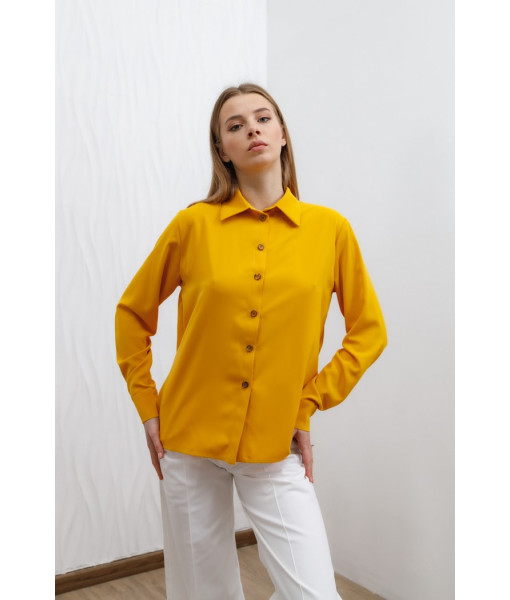 Basic crepe silk shirt (mustard)