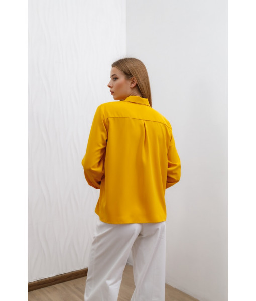 Basic crepe silk shirt (mustard)