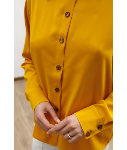 Basic crepe silk shirt (mustard)
