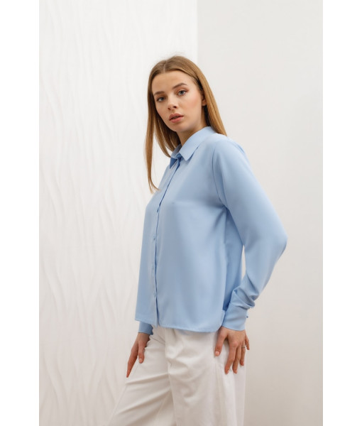 Basic crepe silk shirt (light blue)