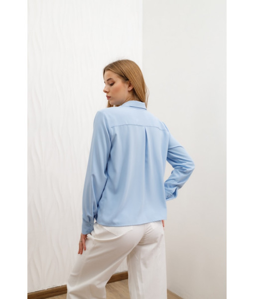 Basic crepe silk shirt (light blue)
