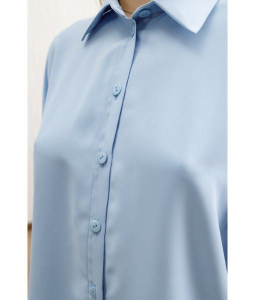 Basic crepe silk shirt (light blue)