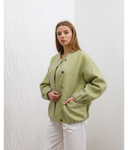 Bomber made of natural wool (grey-yellow)