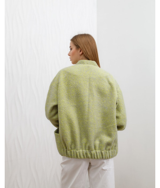 Bomber made of natural wool (grey-yellow)