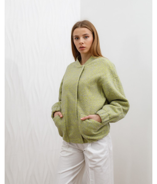 Bomber made of natural wool (grey-yellow)