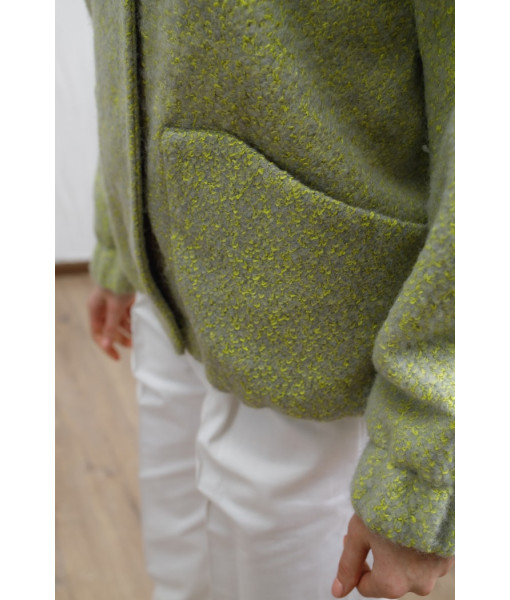 Bomber made of natural wool (grey-yellow)