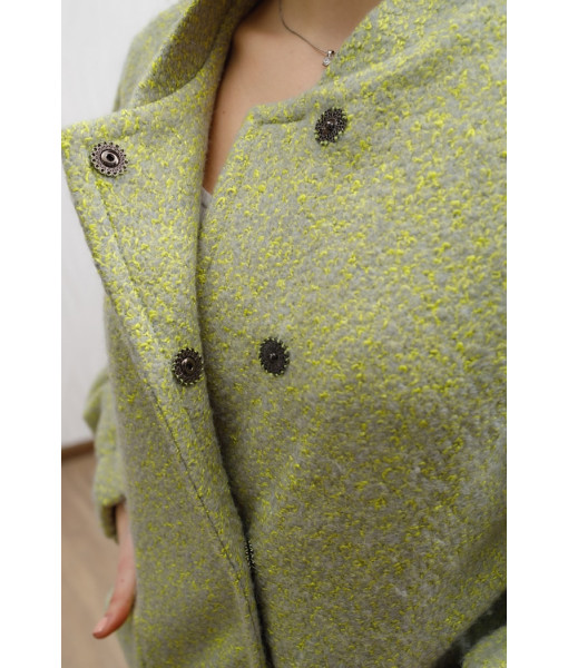 Bomber made of natural wool (grey-yellow)