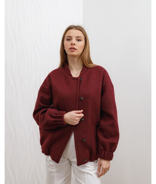 Natural wool bomber (burgundy)