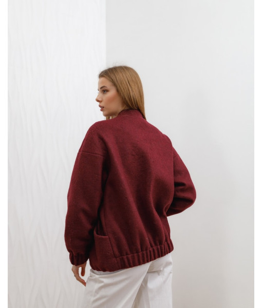 Natural wool bomber (burgundy)