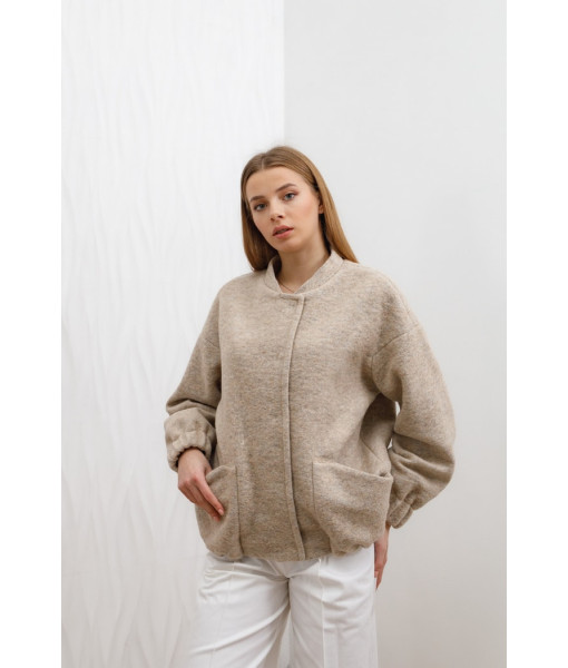 Natural wool bomber (beige)