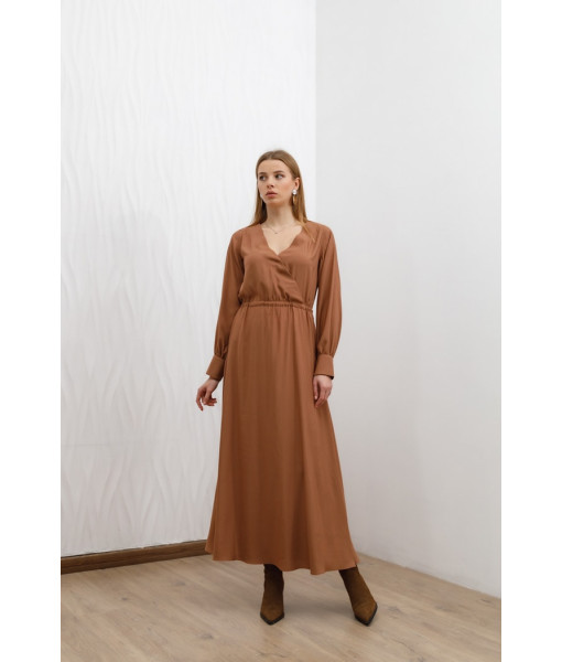 Long double-sided silk dress (cappuccino)
