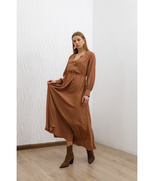 Long double-sided silk dress (cappuccino)