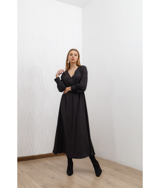 Long double-sided silk dress (black)