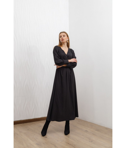 Long double-sided silk dress (black)