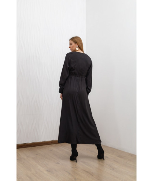 Long double-sided silk dress (black)