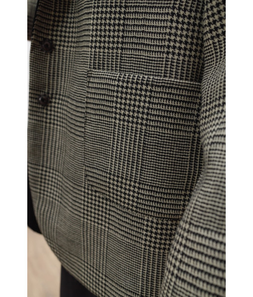 The jacket is warm in a check