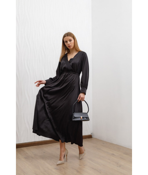 Long double-sided silk dress (black)