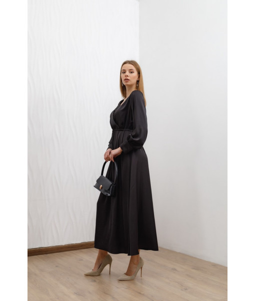 Long double-sided silk dress (black)